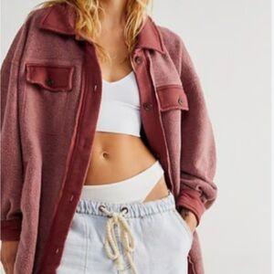 Free People Burgundy Utility Jacket